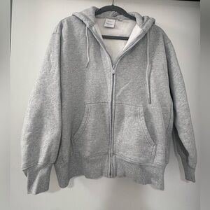 Aritzia boyfriend Grey Full-Zip Hooded Sweatshirt